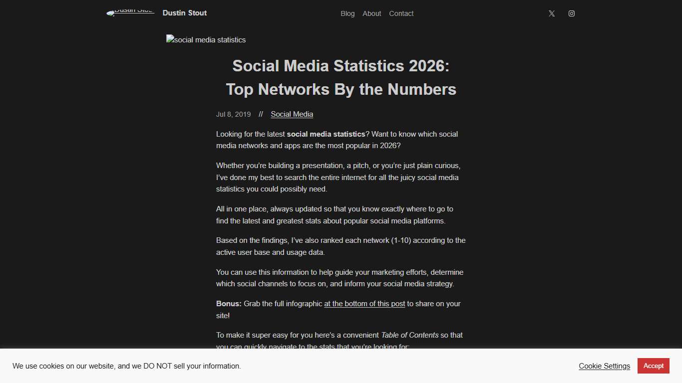 Social Media Statistics 2026: Top Networks By the Numbers • Dustin Stout